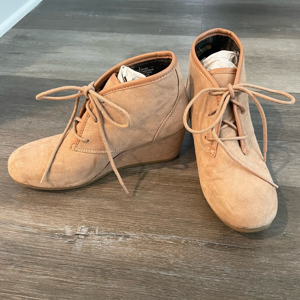 Tan Suede Platform Boots